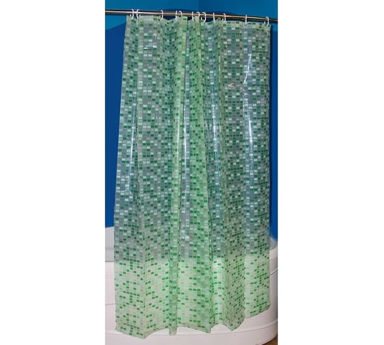 Изображение товара Штора для ванной Zalel PEVA эконом 180x180, зеленая с кольцами 524923