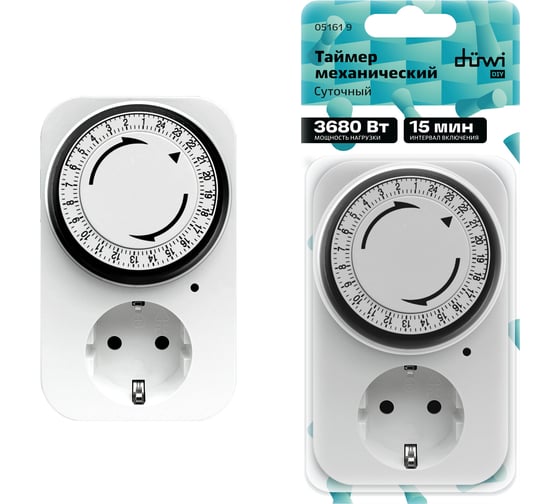 Изображение товара Механический суточный таймер Premium duwi 05161 9 белый