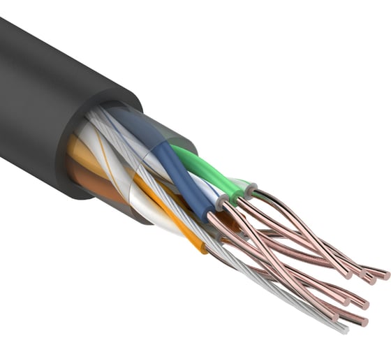 Изображение товара Кабель витая пара REXANT U/UTP, CAT 5e, ZH нг(А)-HF, 4PR, 24AWG, внешний, черный, 305 м 01-0065