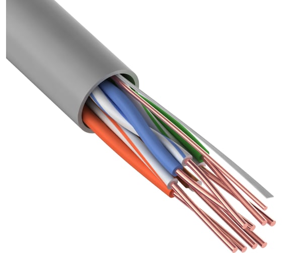 Изображение товара Кабель витая пара REXANT U/UTP, CAT 5e, ZH нг(А)-HF, 4PR, 24AWG, внутренний, серый, 305 м 01-0069