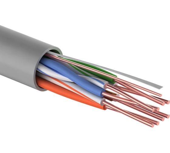 Изображение товара Кабель витая пара REXANT U/UTP, CAT 5e, ZH нг(А)-HF, 4PR, 24AWG, LIGHT, внутренний, серый, 305 м 01-0059