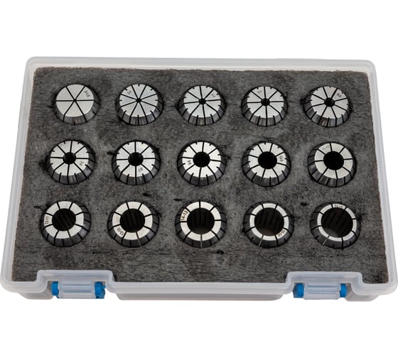 Изображение товара Набор цанг ER25 из 15 шт, 2; 3; 4; 5; 6; 7; 8; 9; 10; 11; 12; 13; 14; 15; 16 мм SOVIS 13010