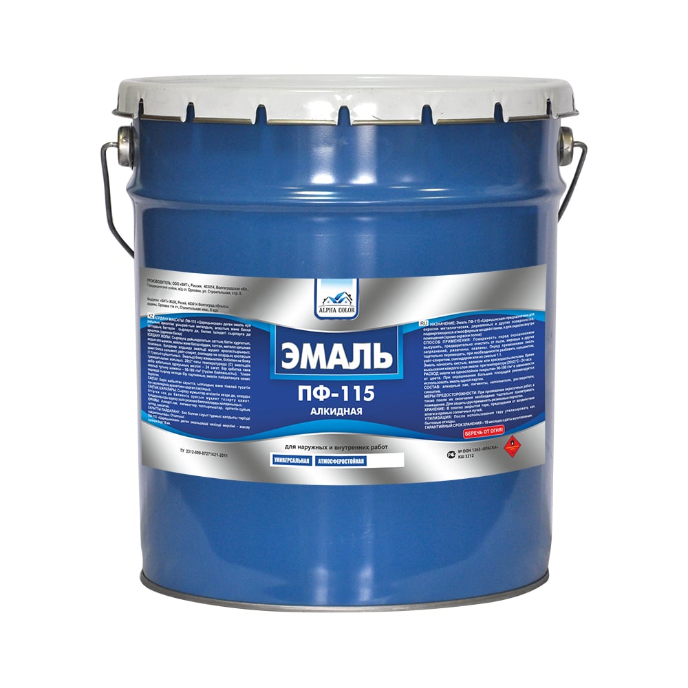 Изображение товара Эмаль  Alpha Color ПФ 115, белая, матовая, 20 кг 34690