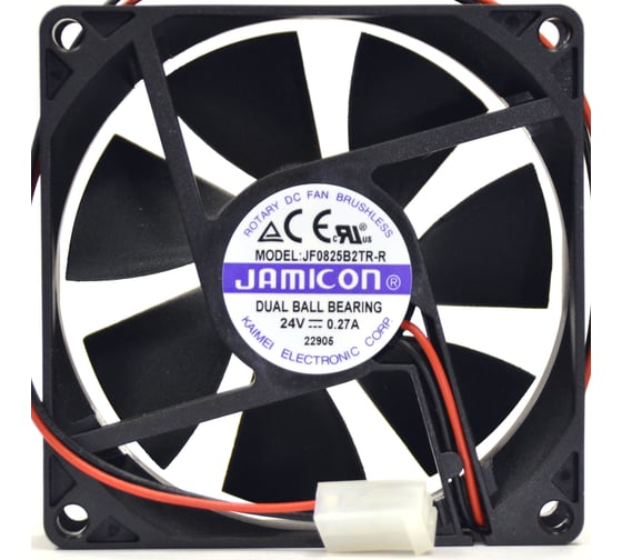Изображение товара Вентилятор JAMICON JF0825B2TR 80х80х25 24В с разъемом 2 конт.MOLEX 5239-2(PHU-2) С00040031