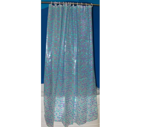 Изображение товара Штора для ванной Zalel PEVA эконом 180x180, голубая, с кольцами 524924