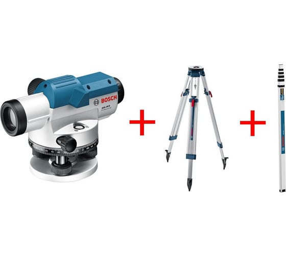 Изображение товара Оптический нивелир Bosch GOL 26D + штатив BT160 + рейка GR500 0.601.068.002