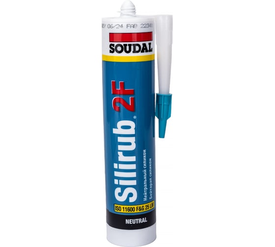 Изображение товара Нейтральный силиконовый герметик Soudal Силируб 2F серый, 300 мл 158938