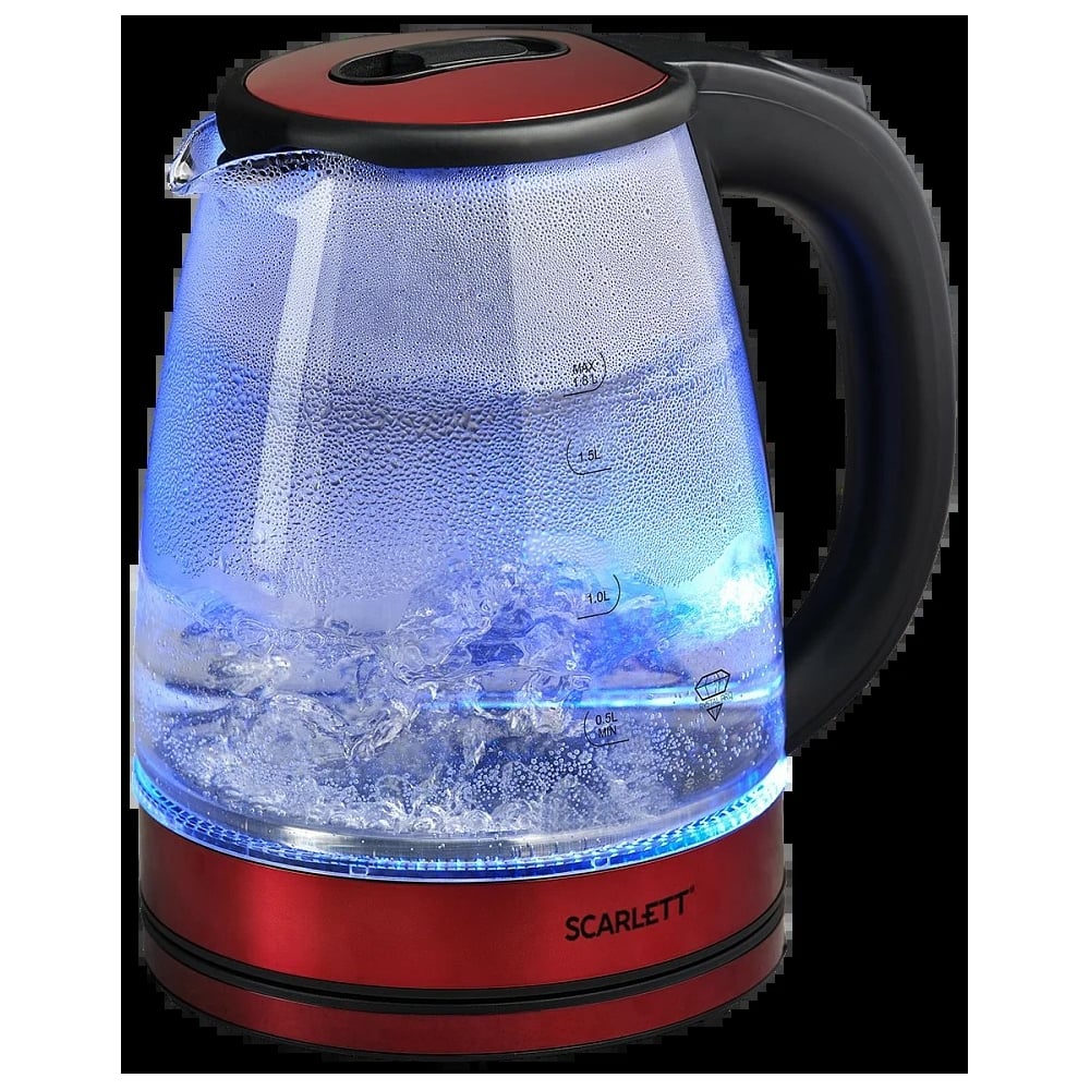 Электрический чайник Scarlett, цвет прозрачный/красный SC-EK27G102 - фото 1