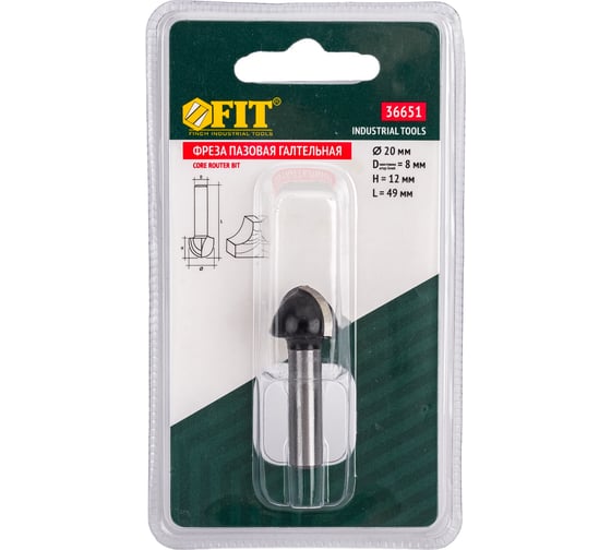 Изображение товара Фреза пазовая галтельная (20х12х49 мм) по дереву FIT IT 36651