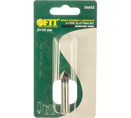 Изображение товара Фреза пазовая V-образная (10х10х42 мм) по дереву FIT IT 36652