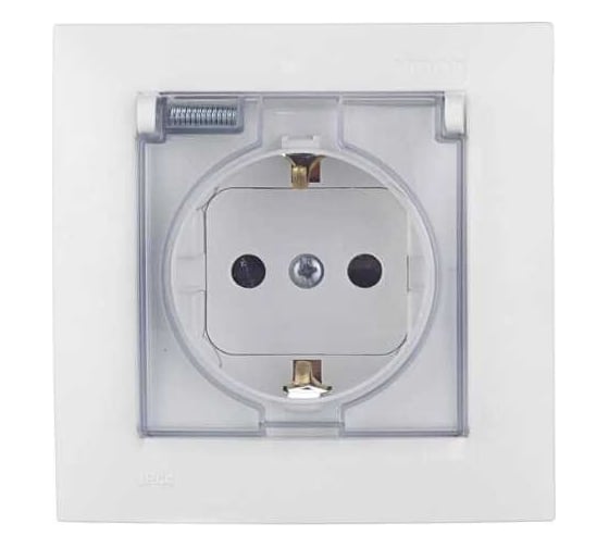 Изображение товара Розетка с заземлением, шторками и крышкой IP-44 Simon 1590450-030