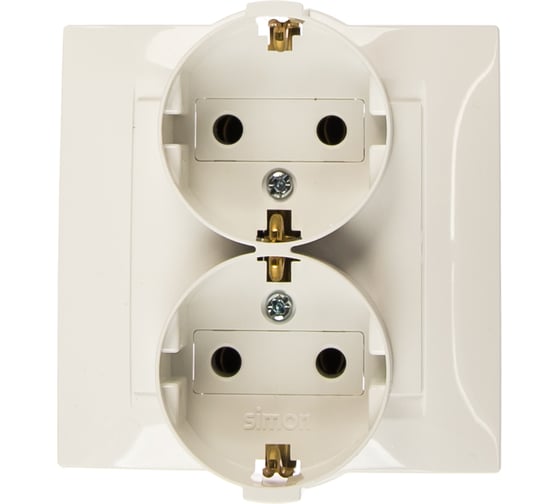 Изображение товара Двойная розетка с заземлением, белая Simon 1590459-030