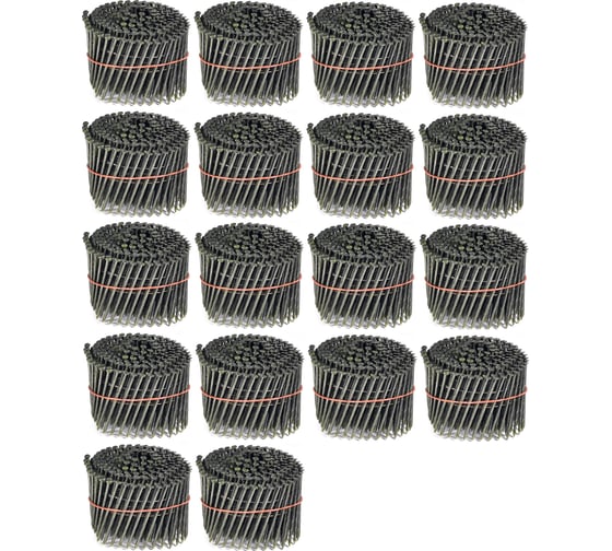 Изображение товара Барабанные гвозди КОРДЛЕНД 4500 шт. (18 кассет по 250 шт.) Ø 2,8 мм, длина 80 мм, Ø шляпки 6,8 мм, винтовые GVB-00029.18