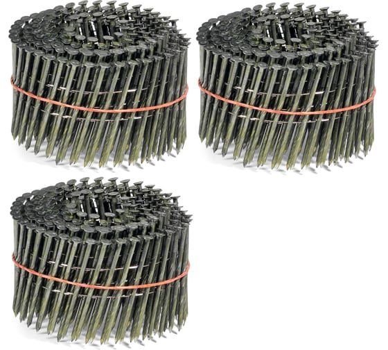 Изображение товара Барабанные гвозди КОРДЛЕНД 750 шт. (3 кассеты по 250 шт.) Ø 2,8 мм, длина 70 мм, Ø шляпки 6,8 мм, винтовые GVB-00026.3