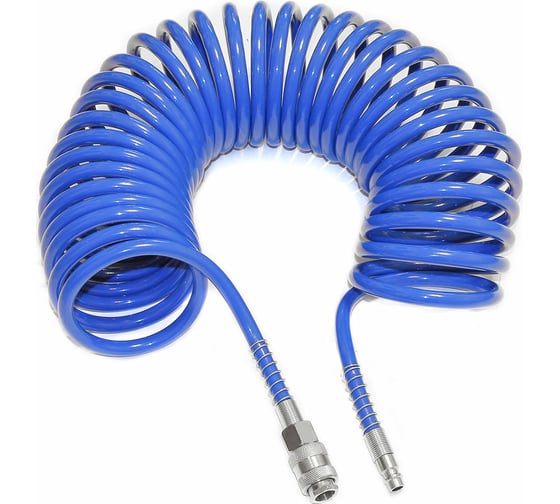 Изображение товара Шланг спиральный полиуретановый с быстроразъёмными соединениями 12x8 мм, 5 м PI TOOLS 7532