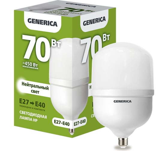 Изображение товара Светодиодная лампа GENERICA HP 70Вт 230В 4000К E27-E40 LL-HP-70-230-40-E27-E40-G