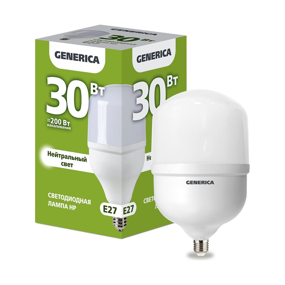 Светодиодная лампа GENERICA лампа светодиодная c35 12вт свеча 3000к e27 230в generica ll c35 12 230 30 e27 g