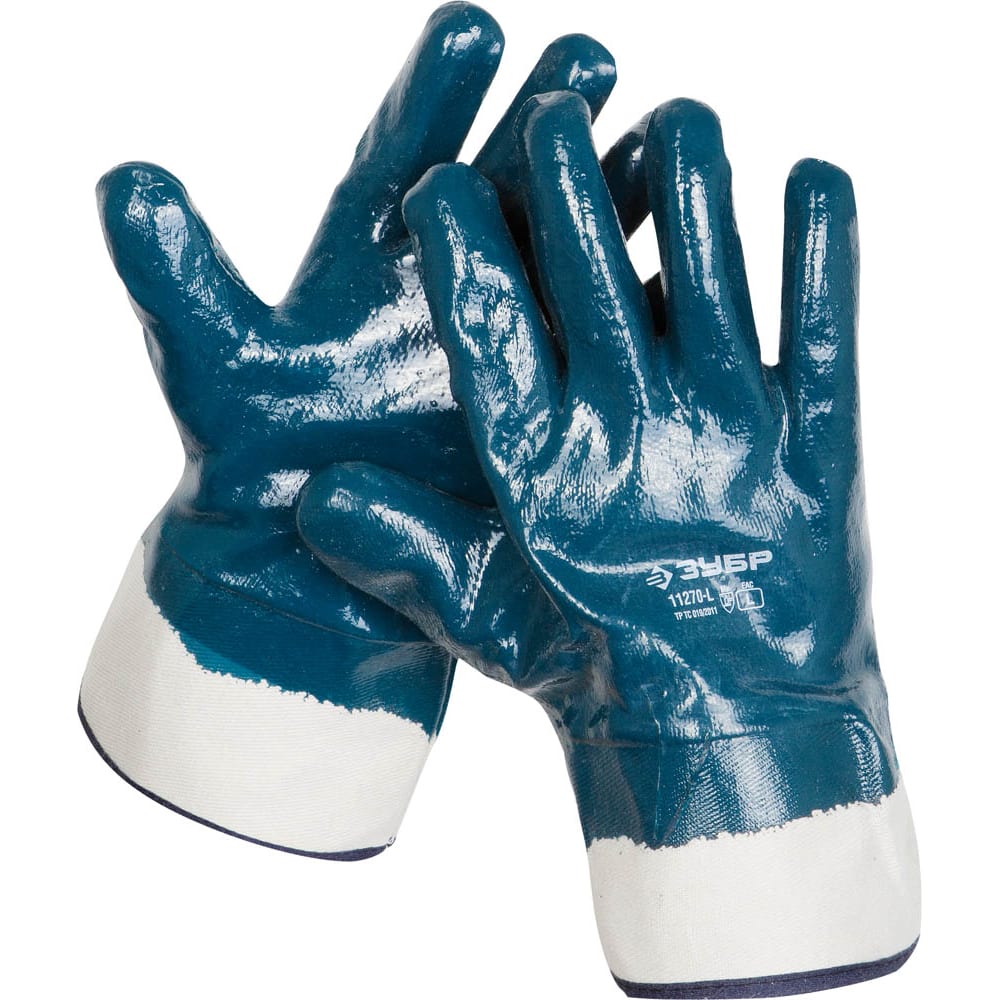 Купить Рабочие перчатки ЗУБР, МАСТЕР, синий/белый, комбинированный