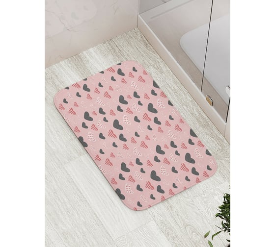 Изображение товара Коврик для ванной JOYARTY "Ассорти из сердечек" противоскользящий, 52x77 см bath_422721