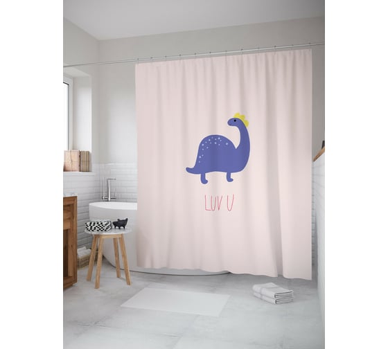 Изображение товара Штора для ванной JOYARTY "Люблю тебя" из сатена, 180x200 см с крючками sc_422688