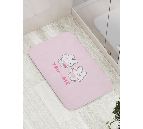 Изображение товара Коврик для ванной JOYARTY "Влюбленные зайцы" противоскользящий, 52x77 см bath_422702