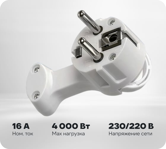 Изображение товара Круглая плоская вилка TDM ELECTRIC с кольцом белая 16а 250в SQ1806-0195