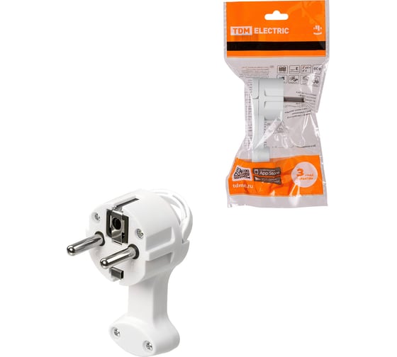 Изображение товара Круглая плоская вилка TDM ELECTRIC с кольцом белая 16а 250в SQ1806-0195
