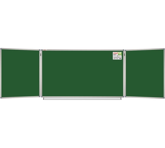 Изображение товара Магнитная доска для мела Staff 3-х элементная, 100x150/300 см, 5 рабочих поверхностей, зеленая 238009