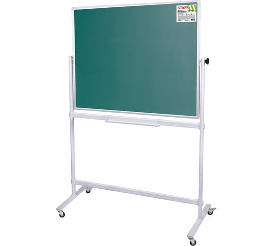Изображение товара Двусторонняя магнитно-маркерная доска для мела Staff на стенде, 100x150 см, зеленая/белая 238006