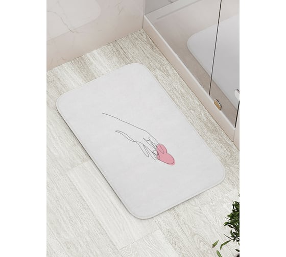 Изображение товара Коврик для ванной JOYARTY "Сердце в руках" противоскользящий, 52x77 см bath_422677