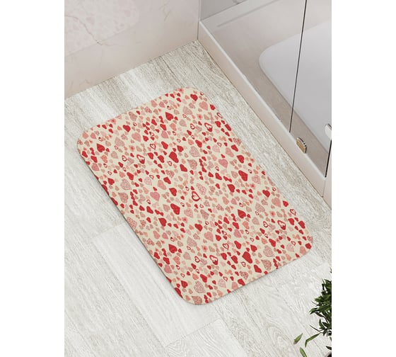 Изображение товара Коврик для ванной JOYARTY "Разнообразные сердечки" противоскользящий, 52x77 см bath_422626