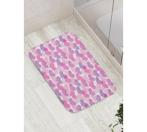 Изображение товара Коврик для ванной JOYARTY "Мелковые сердечки" противоскользящий, 52x77 см bath_422623