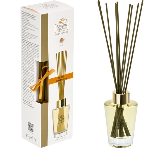 Изображение товара Ароматический диффузор в стеклянном флаконе Aroma republic №61 Amber sea, 90 мл 93836