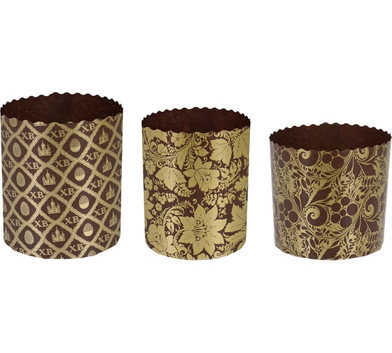 Изображение товара Набор бумажных форм для выпечки куличей MARMITON Пасхальный, 3 шт., 0.5 л 9x9 см, 1 л 11x8.5 см, 1.25 л 12.5x10 см, дизайн в ассортименте 17654