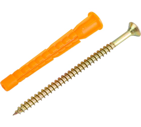 Изображение товара Дюбель универсальный полипропиленовый с оцинкованным шурупом 12 шт. (6х52 мм; ТФ6) ЗУБР 4-301206-06-052