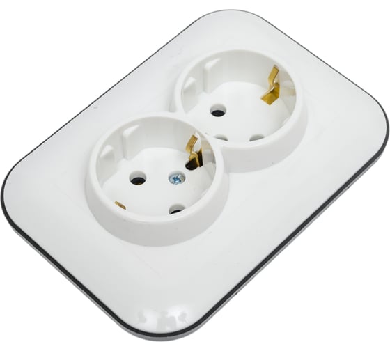 Изображение товара Розетка OVIVO 2 поста Loft с заземлением белый/черный 404-010308-907