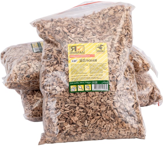 Изображение товара Яблоневая щепа для домашнего, горячего и холодного копчения Бацькина баня 1 кг 81110-3-набор-ВИ