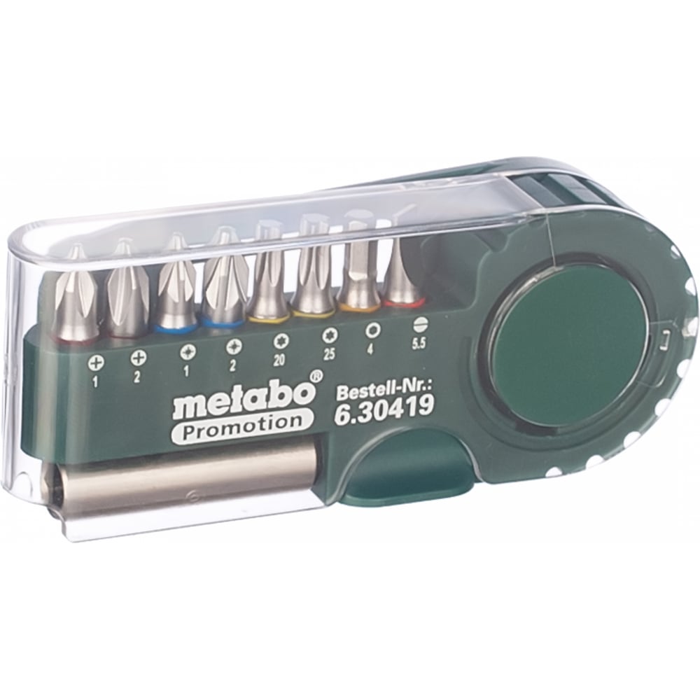 Изображение товара Набор бит Metabo 9 предметов CrV для различных типов крепежа, футляр