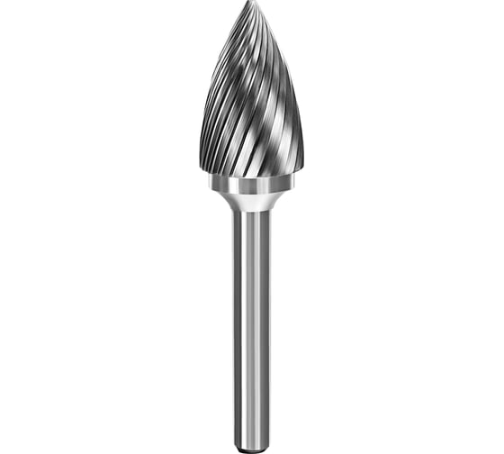 Изображение товара Бор-фреза твердосплавная (шарошка) парабола с острым торцом ОС 10x20x65 мм, S=6 мм PROCUT G1020M06