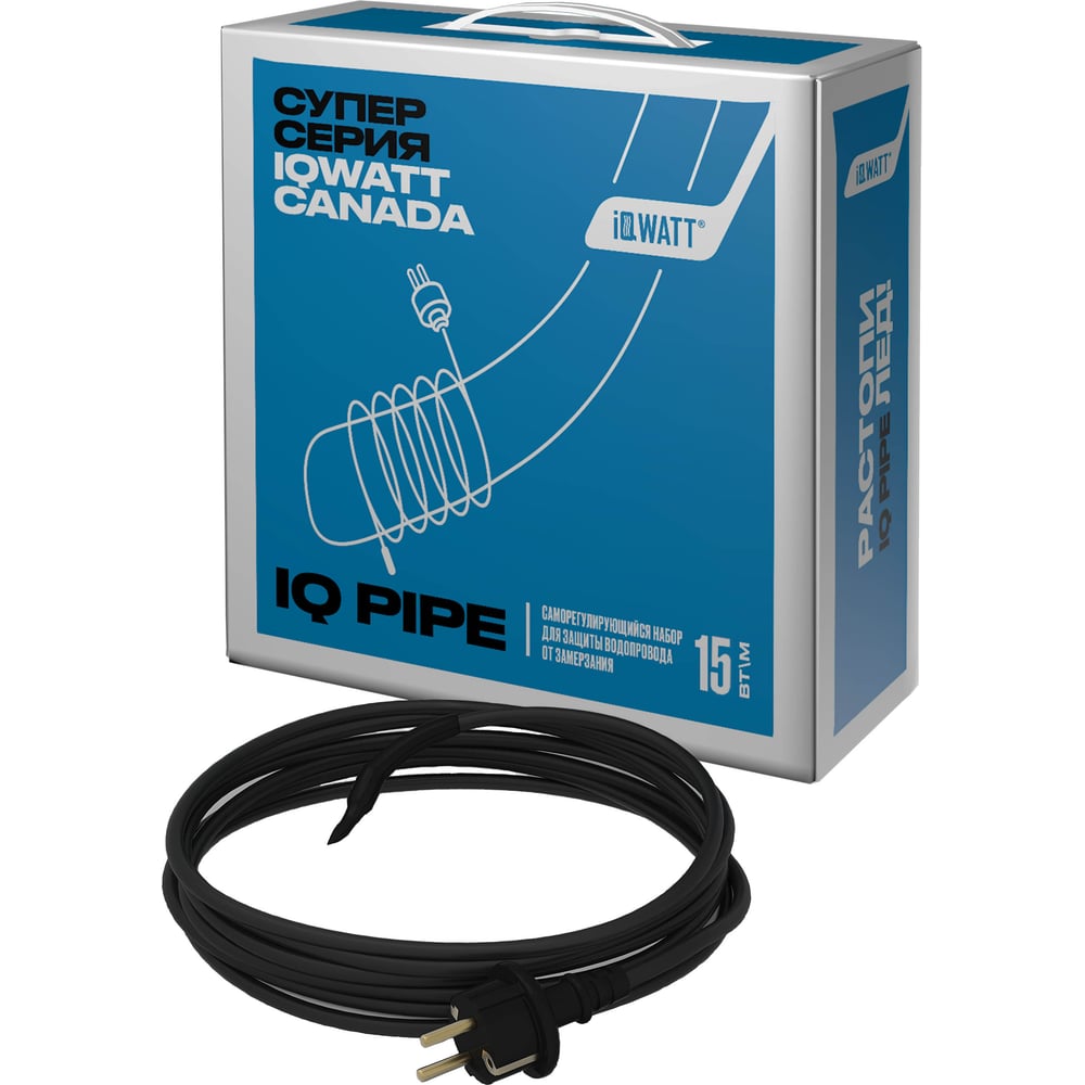 Изображение товара Саморегулирующийся кабель для защиты водопровода IQWATT IQ PIPE 90 Вт, 6 м