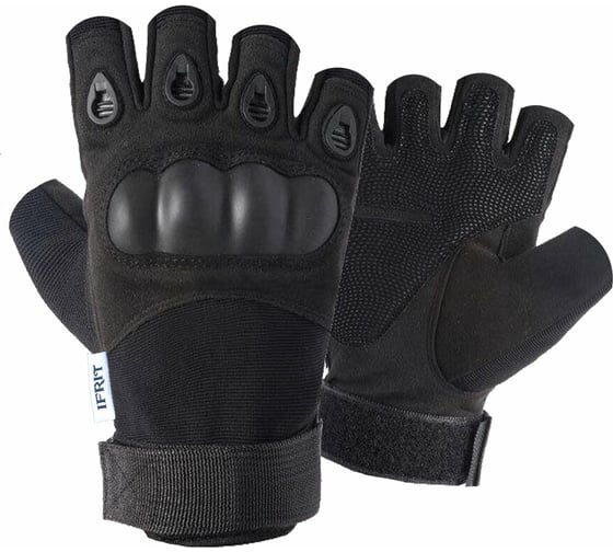 Изображение товара Тактические перчатки без пальцев Ifrit KRATOS замша/нейлон/пластик, черный, р.L Рук-602-L 4630086585793