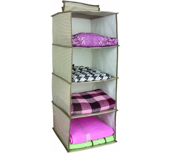 Изображение товара Подвесной органайзер для хранения Econova line, 4 полки, 290x240x640 мм, темно-бежевый 411484132