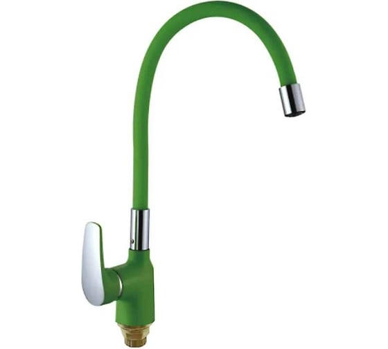 Изображение товара Смеситель для кухонной мойки SHEVANIK с гибким изливом, зеленый, хром S443-5
