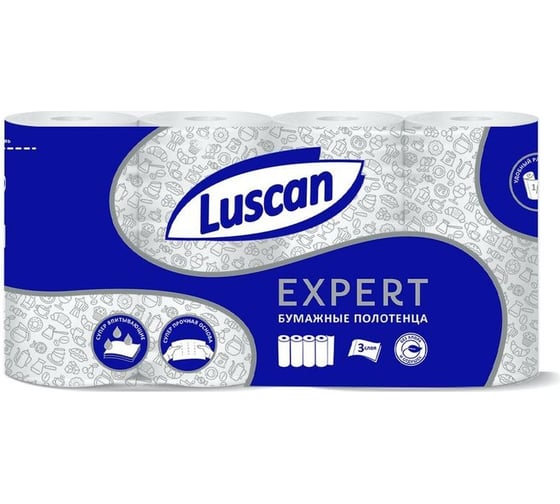 Изображение товара Бумажные полотенца Luscan Expert 3 слоя, с тиснением и перфорацией, 4 шт/уп 1574573