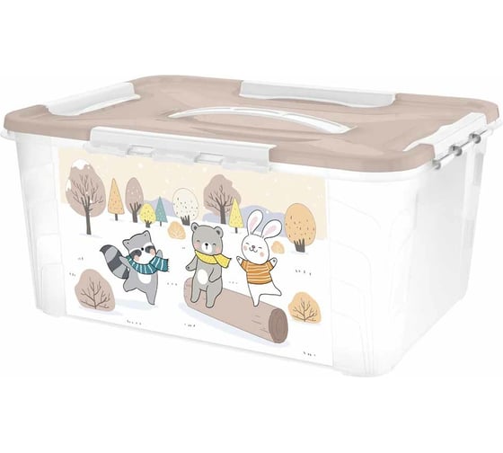 Изображение товара Универсальный ящик с декором Пластишка 390x290x180 мм, 15.3 л, белый 431325116