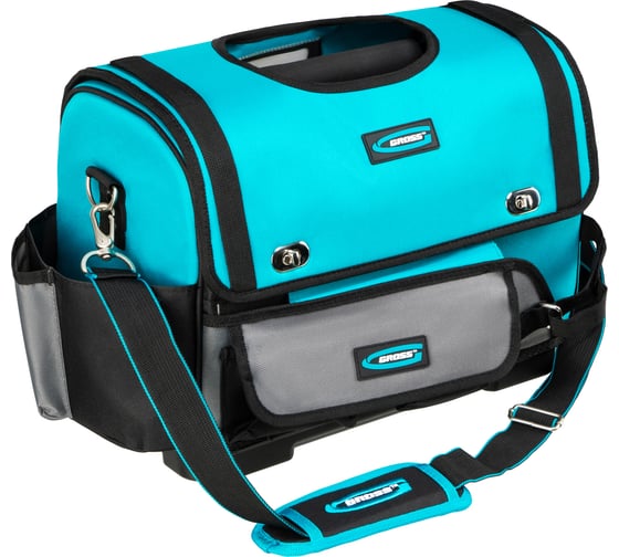 Изображение товара Переноска для инструмента GROSS 400x225x300 мм, пластиковое дно, наплечный ремень 90274