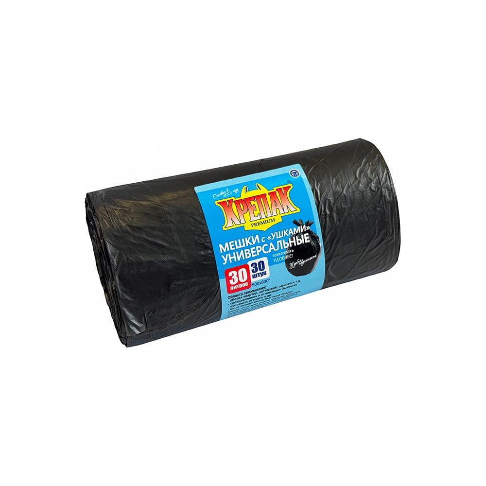 Изображение товара Мешки для мусора с ушками 30 л, 30 шт Крепак 4607075710450
