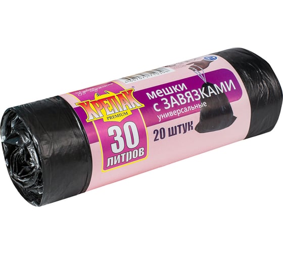Изображение товара Мешки для мусора с завязками 30 л, 20 шт Крепак 4607075710306