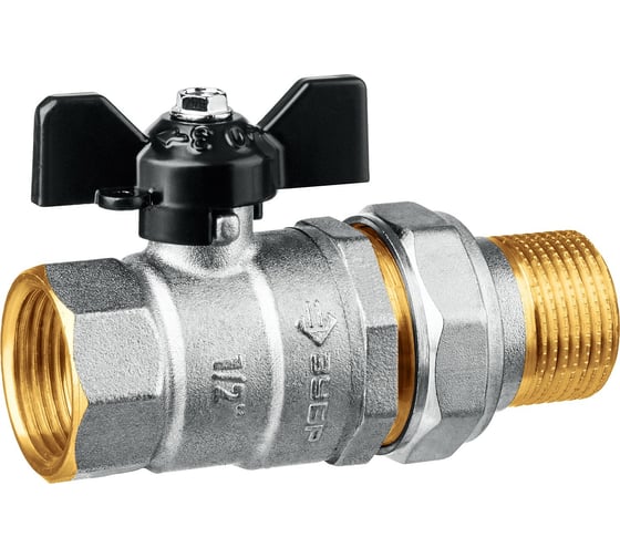 Изображение товара Шаровой кран ЗУБР полнопроходной с накидной гайкой "мама-папа" 1/2" 51321-1/2