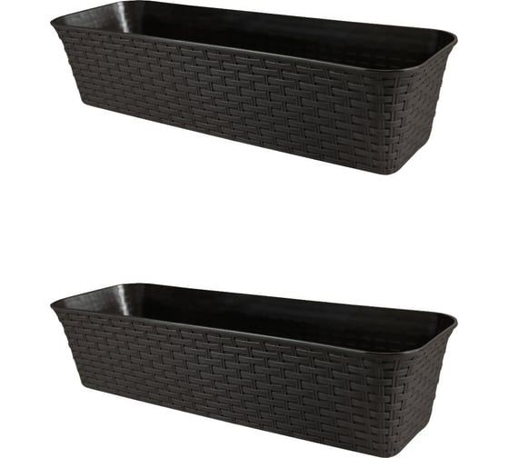 Изображение товара Балконный ящик Violet Ротанг 63 см, с дренажем, венге, 2 шт. N-Kahpo-2-35600-05